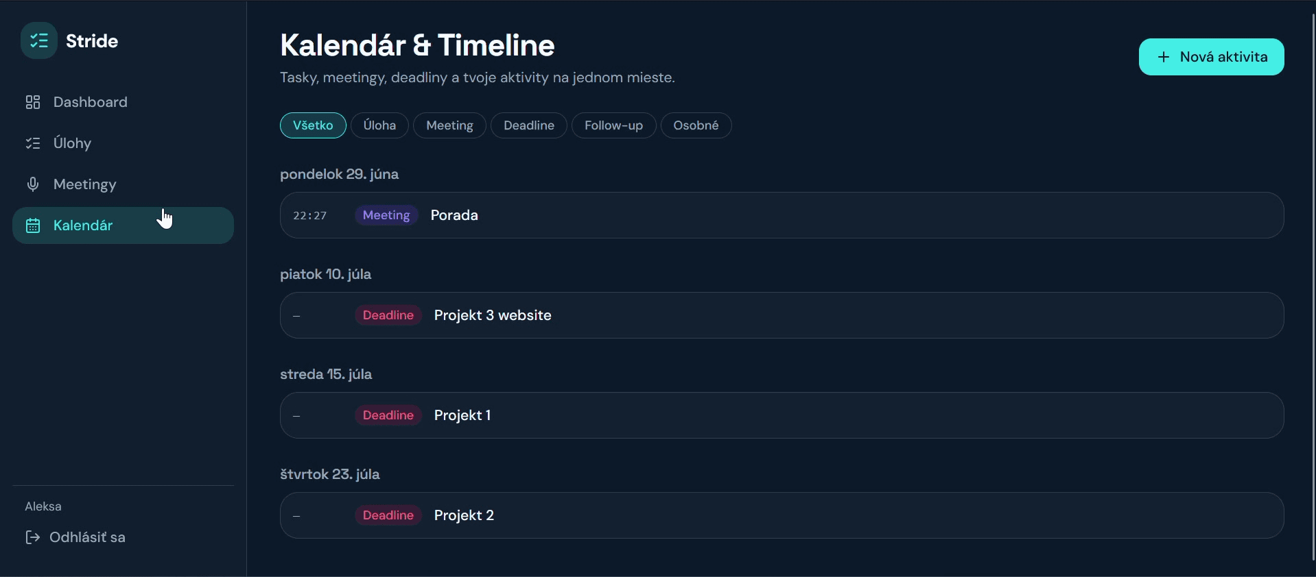 Task Tracker App / Stride ukážka 3