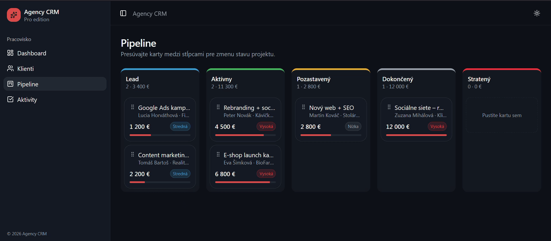 Agency CRM ukážka 3